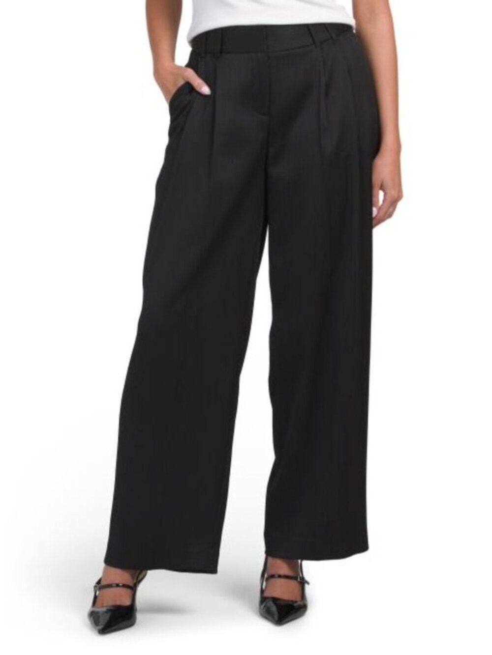 TAHARI ASL Crinkle Satin Pants